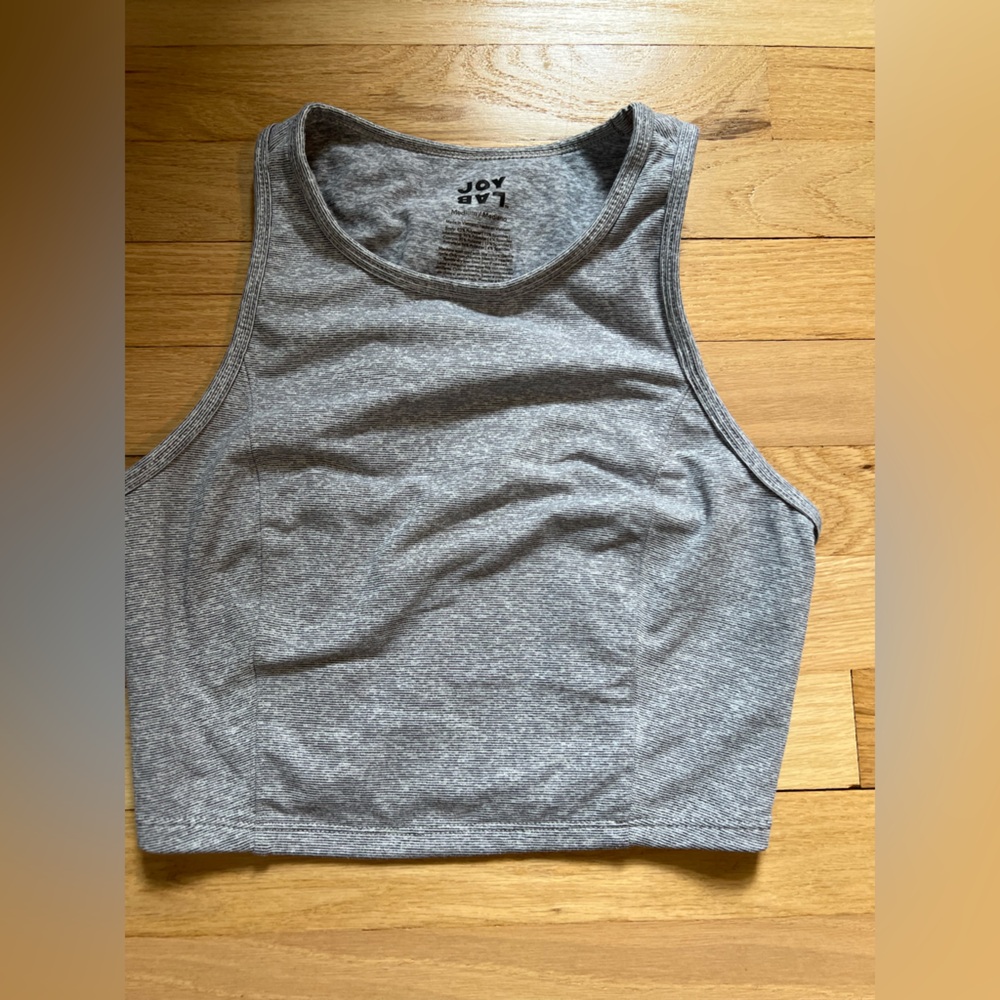 Gray Open Back Cropped Workout Tank